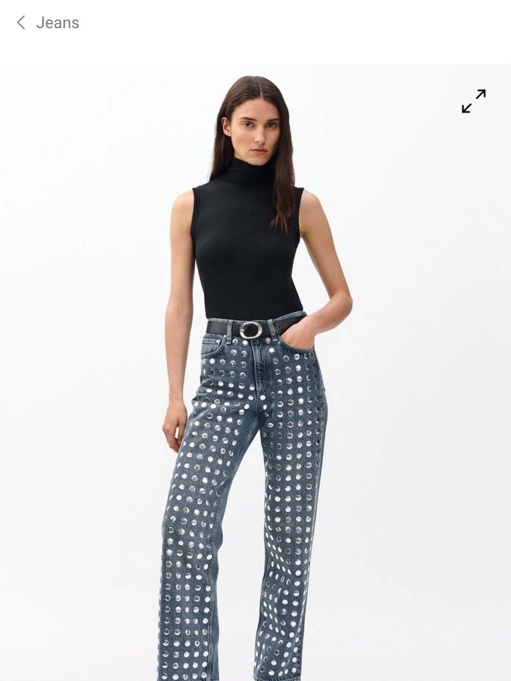 rag & bone Shea Studded Denim Relaxed Straight Leg Jeans